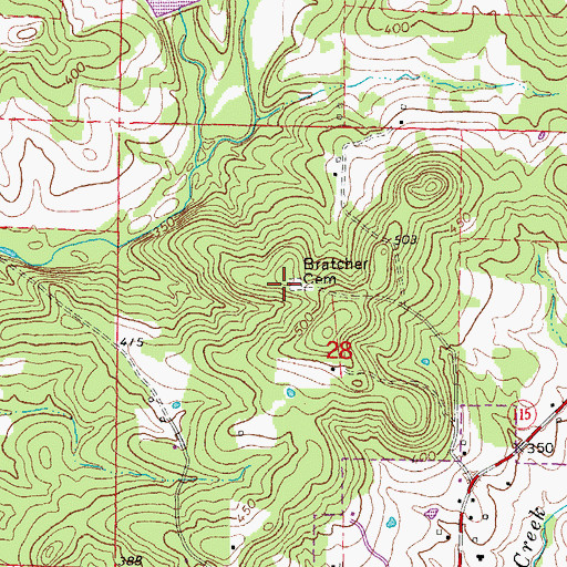 Topographic Map of Bratcher Cemetery, AR