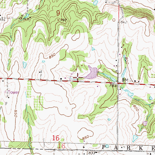 Topographic Map of James School, KS