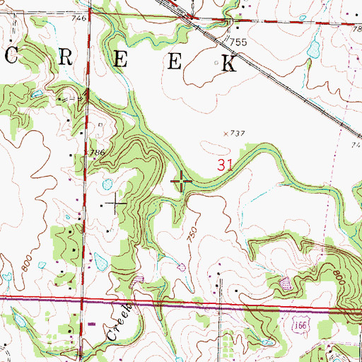 Topographic Map of Spring Creek, KS