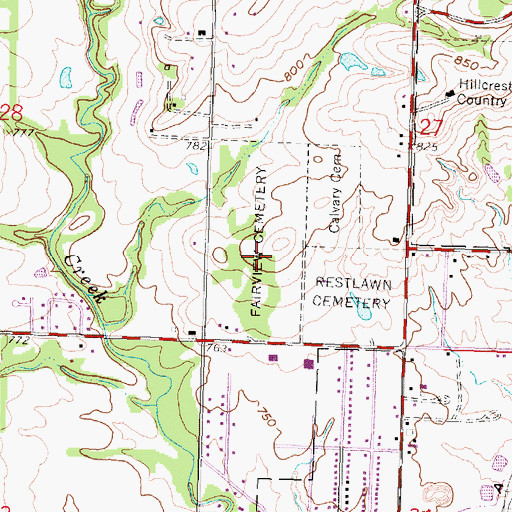Topographic Map of Fairview Cemetery, KS