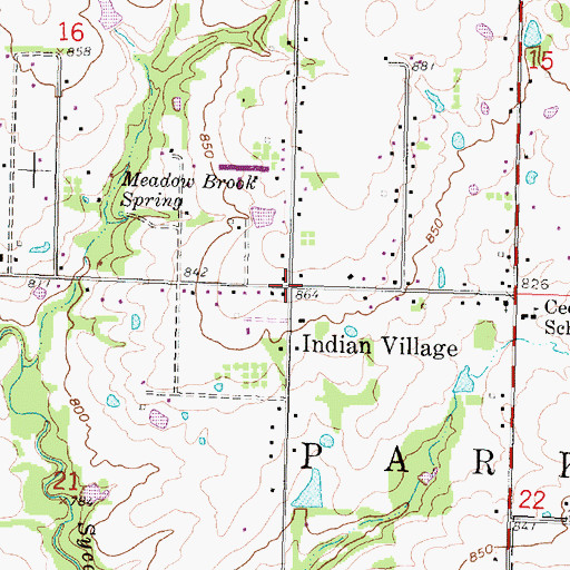 Topographic Map of Indian Village, KS