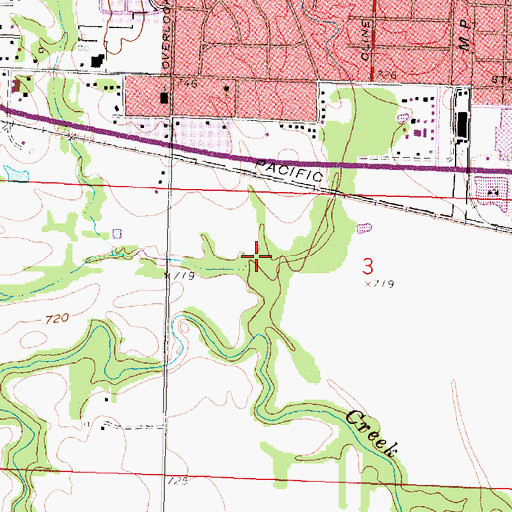 Topographic Map of Sycamore Creek, KS
