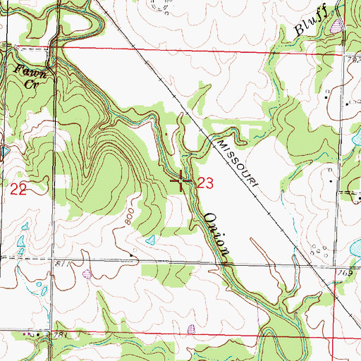 Topographic Map of Bluff Run, KS