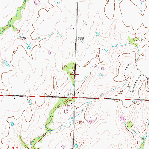 Topographic Map of Bates School, KS