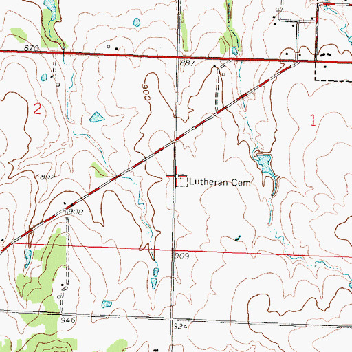 Topographic Map of Trinity Lutheran Cemetery, KS