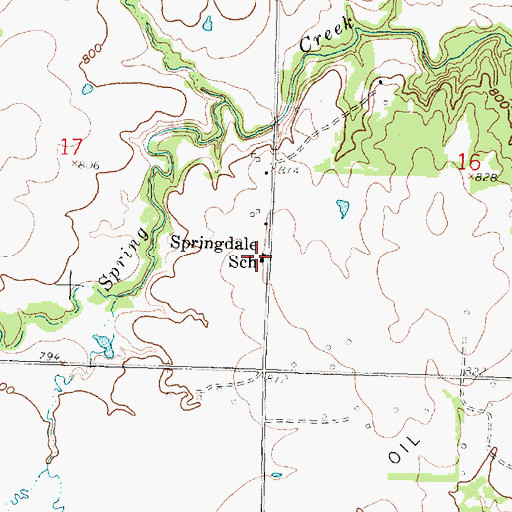 Topographic Map of Springdale School, KS