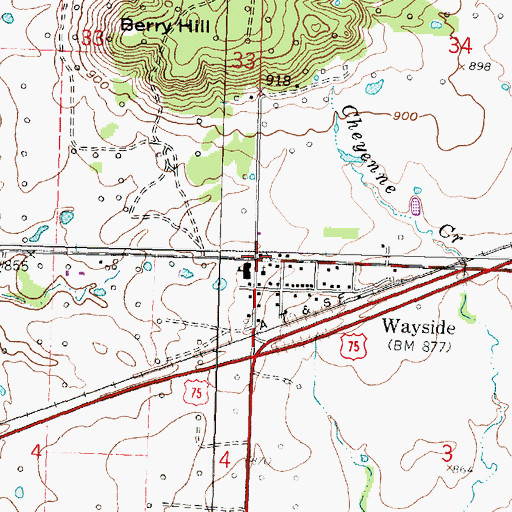 Topographic Map of Wayside, KS