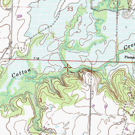 Topographic Map of North Fork Cotton Creek, OK