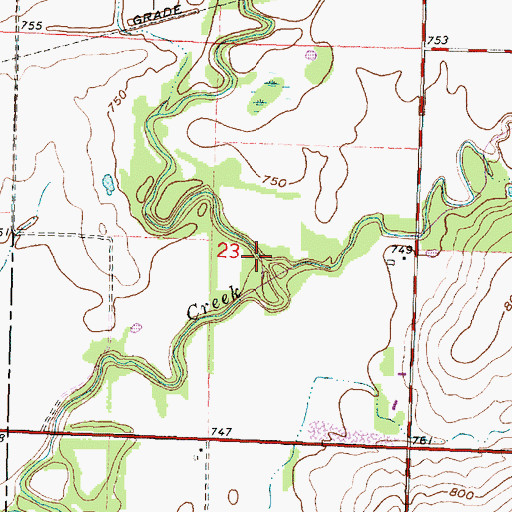 Topographic Map of Cotton Creek, KS