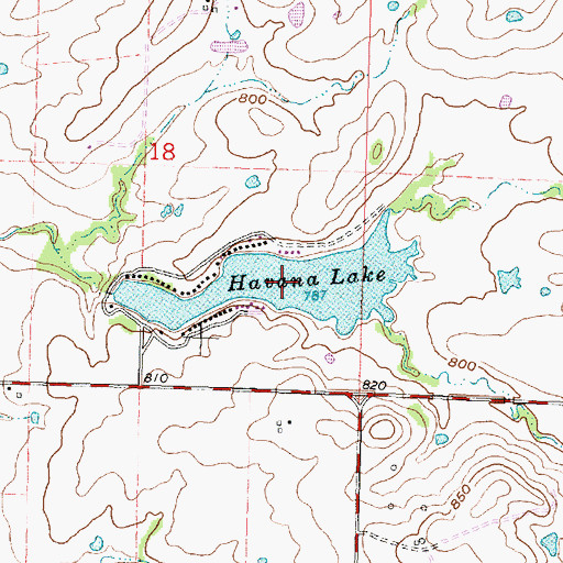 Topographic Map of Havana Lake, KS