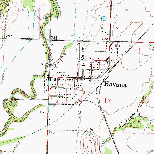 Topographic Map of Havana, KS