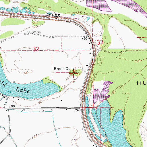 Topographic Map of Brent Cemetery, AR