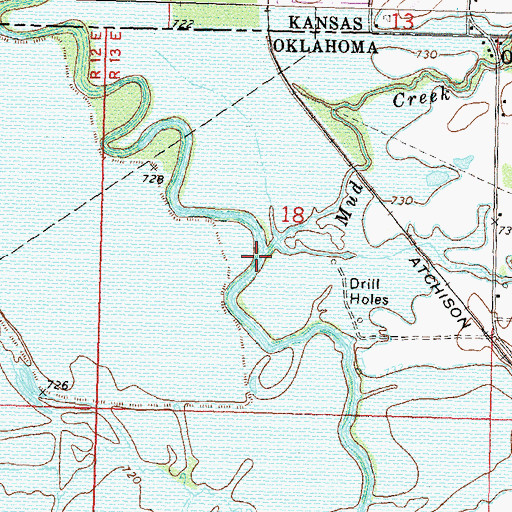 Topographic Map of Mud Creek, OK