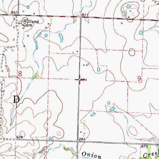 Topographic Map of Township of Rutland, KS