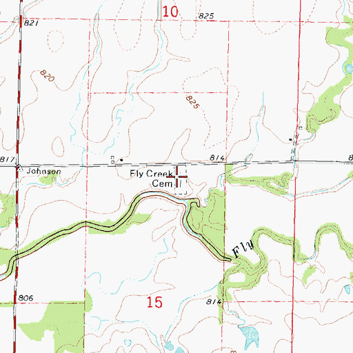 Topographic Map of Fly Creek Cemetery, KS