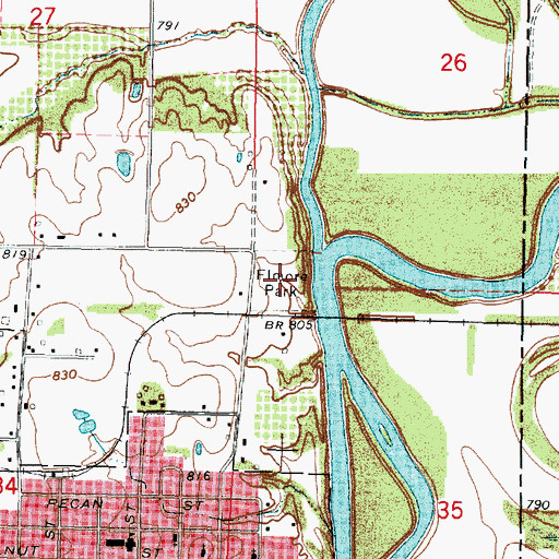Topographic Map of Elmore Park, KS
