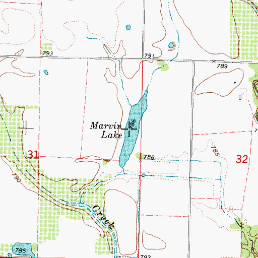 Topographic Map of Marvin Lake, KS