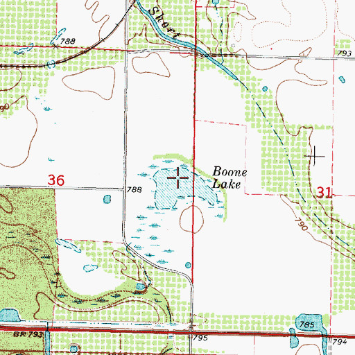 Topographic Map of Boone Lake, KS