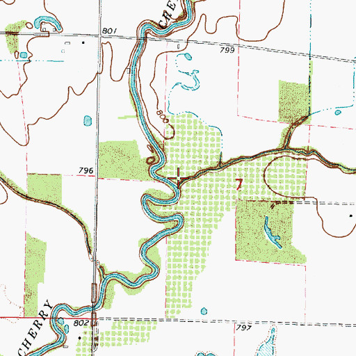 Topographic Map of Center Creek, KS