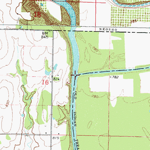 Topographic Map of Fly Creek, KS
