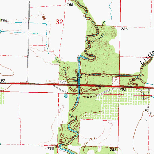 Topographic Map of Little Fly Creek, KS
