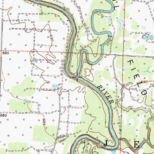 Topographic Map of Little Caney River, OK
