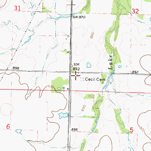 Topographic Map of Cecil Cemetery, KS