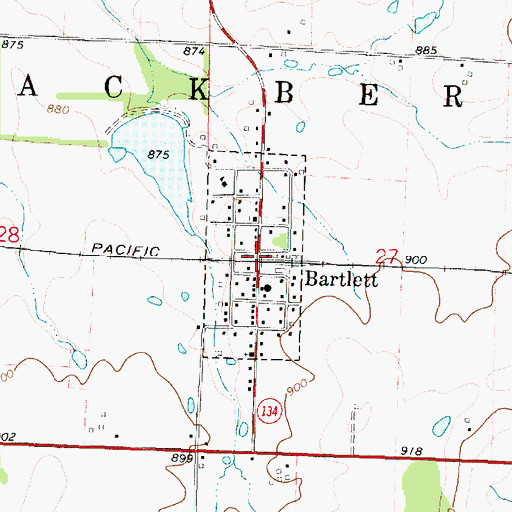 Topographic Map of Bartlett, KS