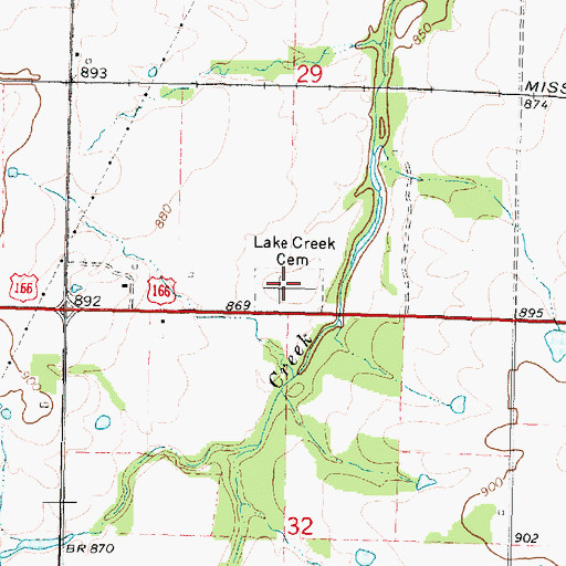 Topographic Map of Lake Creek Cemetery, KS