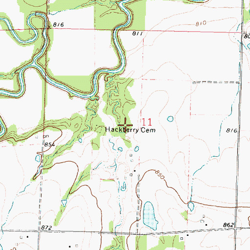 Topographic Map of Hackberry Cemetery, KS
