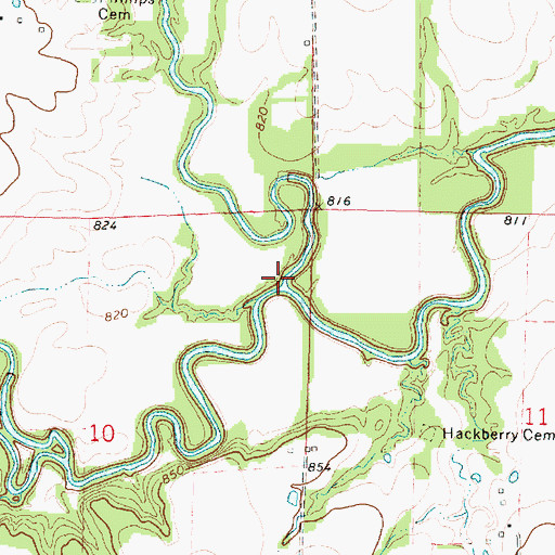 Topographic Map of Deer Creek, KS