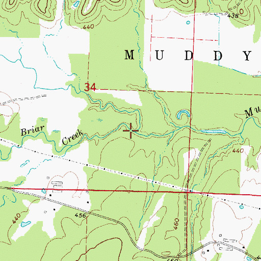 Topographic Map of Briar Creek, AR