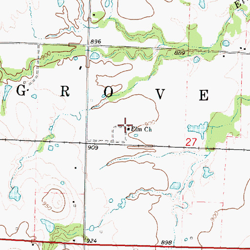 Topographic Map of Elm Church, KS