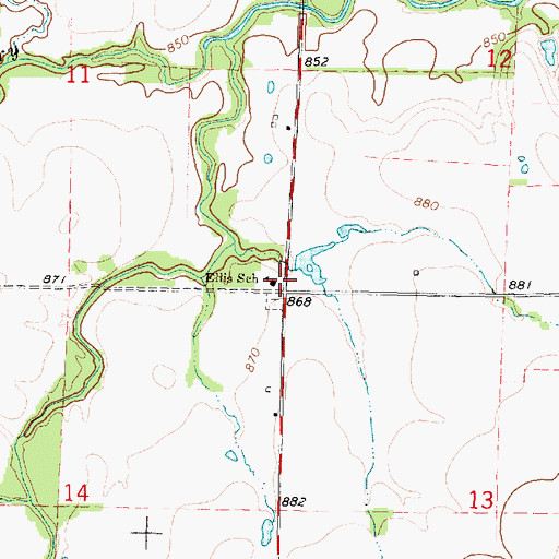 Topographic Map of Ellis Elementary School, KS