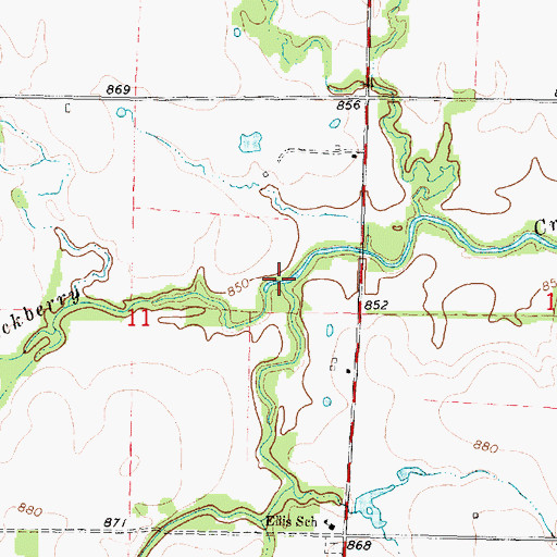 Topographic Map of Elm Creek, KS