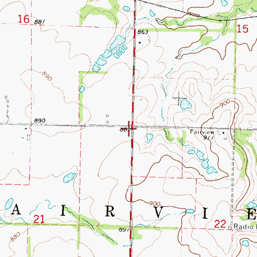 Topographic Map of Township of Fairview, KS