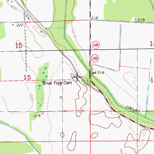 Topographic Map of Briar Fork Cemetery, AR