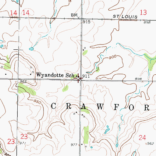 Topographic Map of Wyandotte School (historical), KS