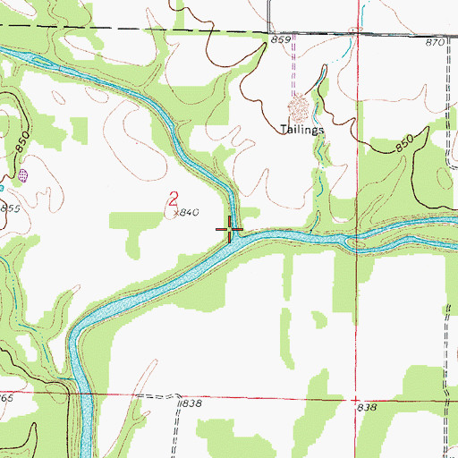 Topographic Map of Cow Creek, KS