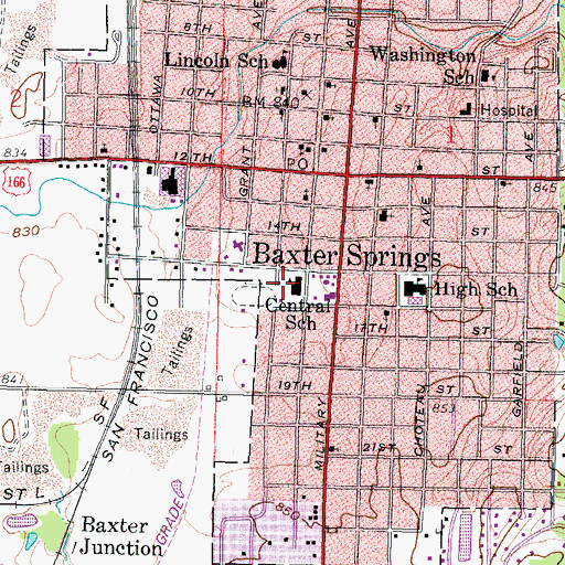 Topographic Map of Central Elementary School, KS