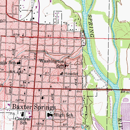 Topographic Map of Washington Elementary School, KS