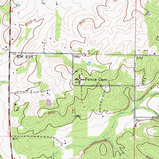 Topographic Map of Pence Cemetery, KS