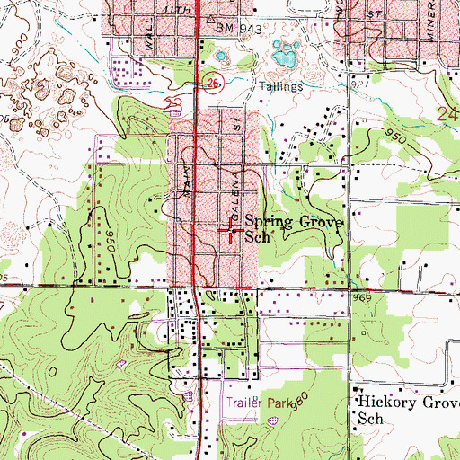 Topographic Map of Spring Grove Primary Center, KS