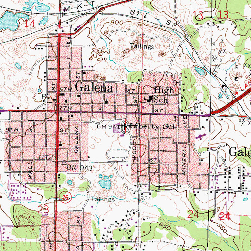 Topographic Map of Liberty Elementary School, KS