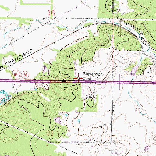 Topographic Map of Stevenson Cemetery, KS
