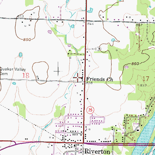 Topographic Map of Riverton Friends Church, KS