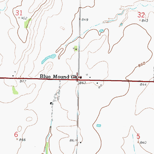 Topographic Map of Blue Mound Church, KS