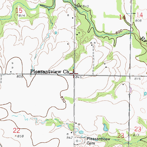 Topographic Map of Pleasantview Church, KS