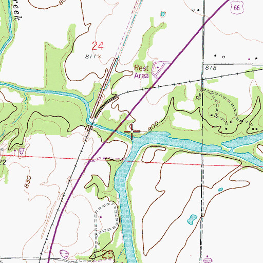 Topographic Map of Brush Creek, KS
