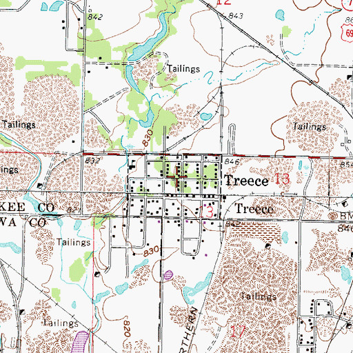 Topographic Map of Treece (historical), KS